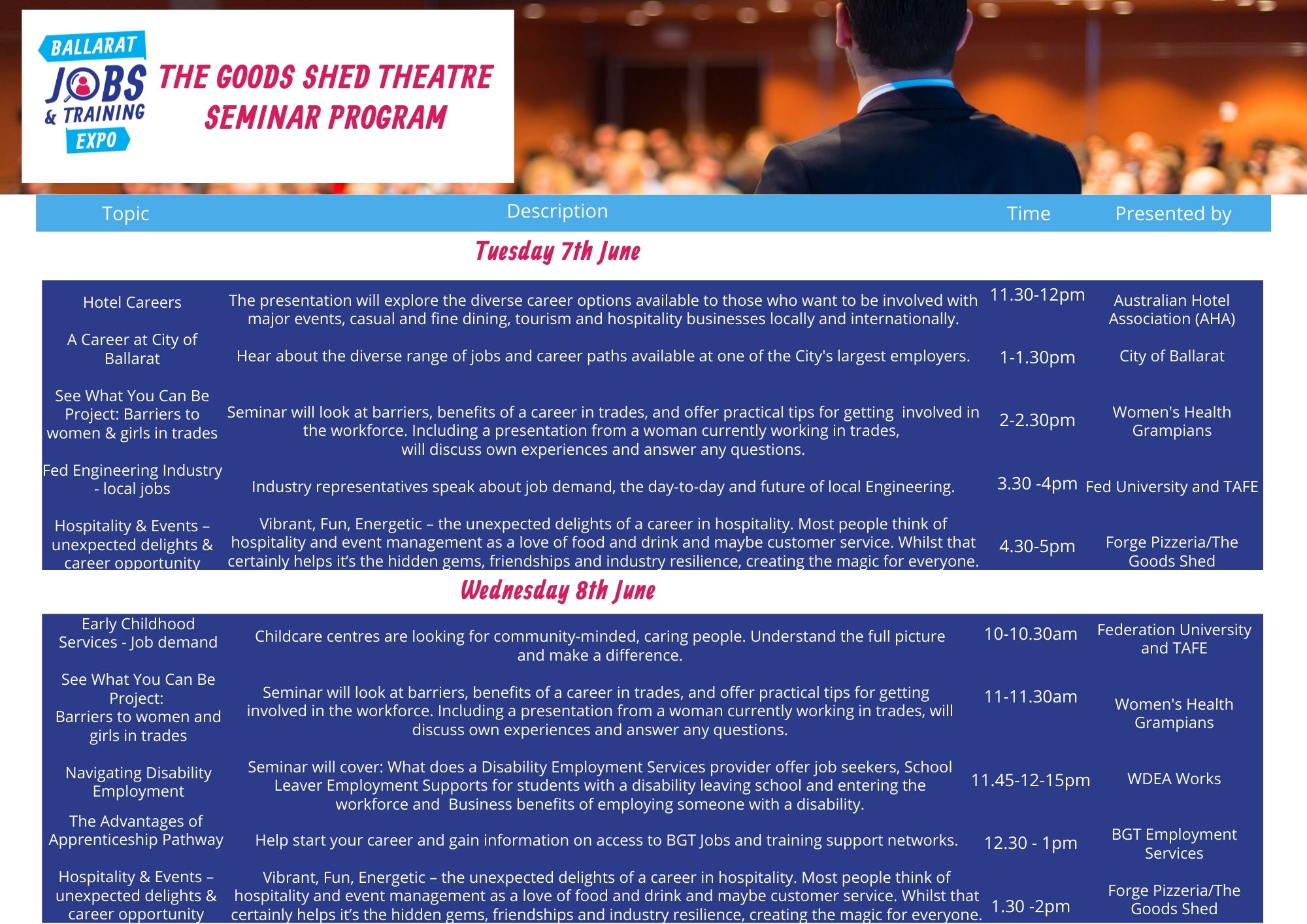 The Goods Shed Seminar Program